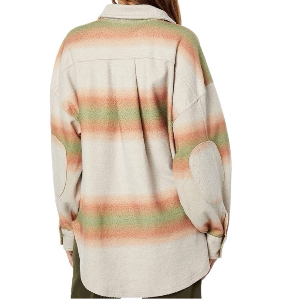 Free People Printed Ruby Shacket Long Sleeve Distressed Mazipan Combo XS - Picture 2 of 15